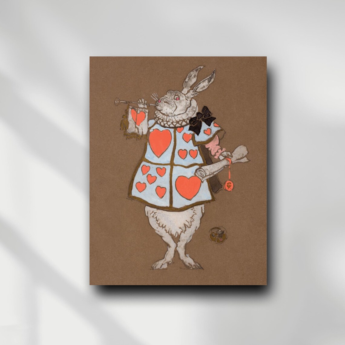 Vintage White Rabbit Alice In Wonderland Storybook Illustration Poster - Image 3