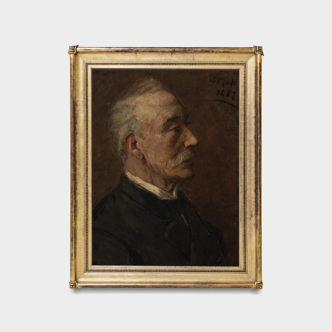 Antique Old Gentleman Profile Oil Portrait Painting Wall Poster - Image 5