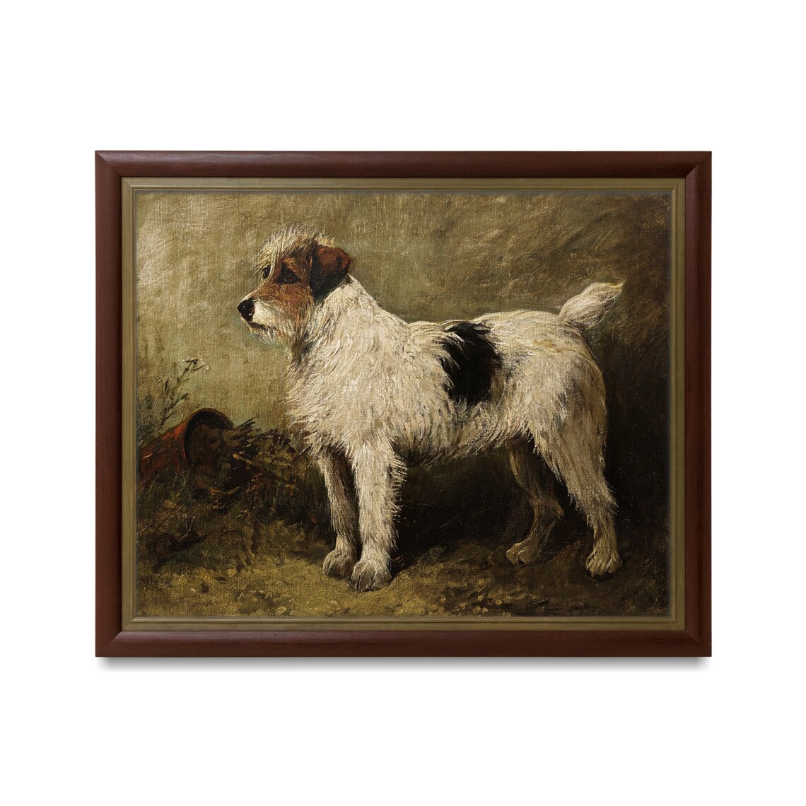 Vintage Terrier Portrait, Moody Rustic Art Print - Image 3