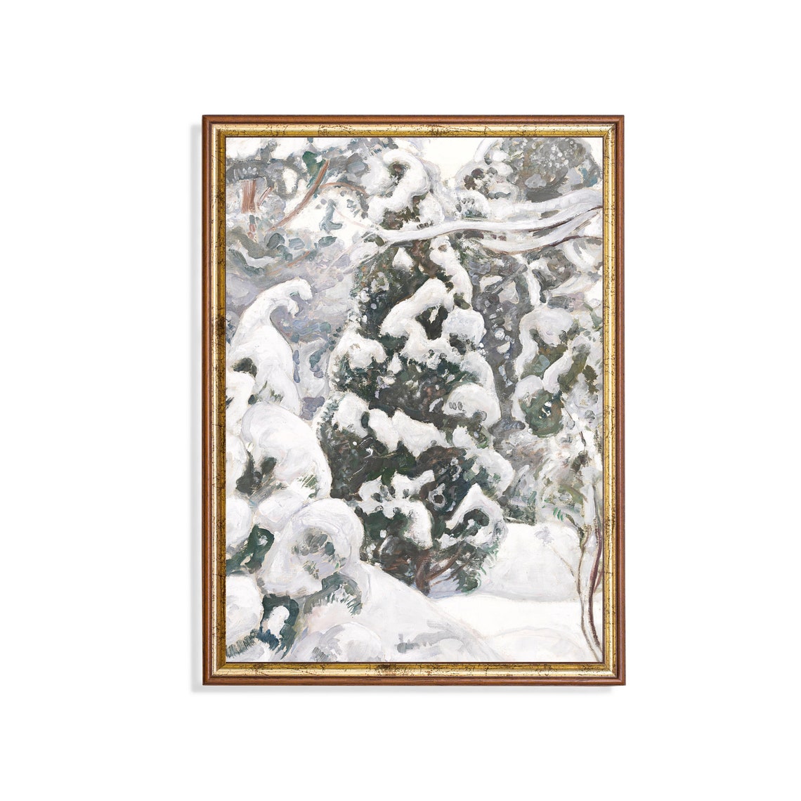 Snow-Laden Evergreen Branches in Winter Forest Close-Up Poster