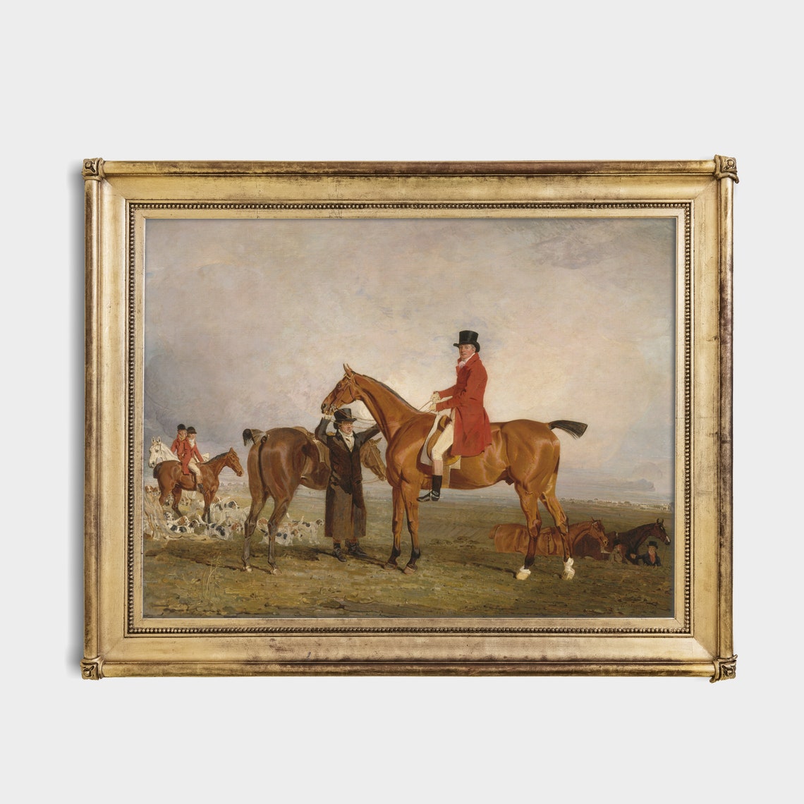 Huntsmen and Hounds Gathering Before the Hunt Painting Poster - Image 2