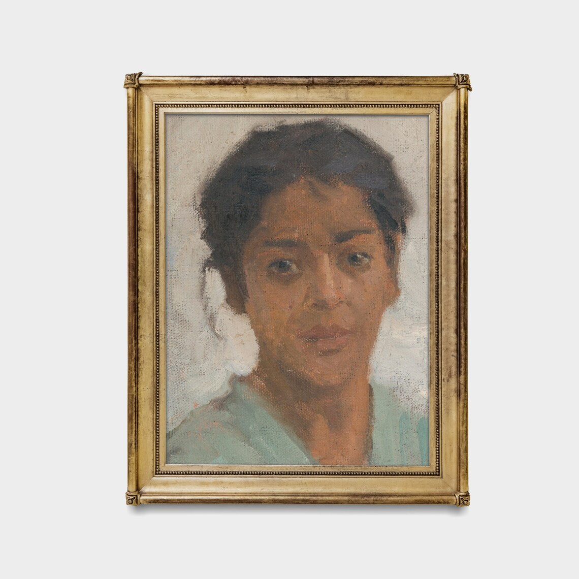 Expressive Oil Portrait Sketch of a Dark Haired Woman Poster - Image 3