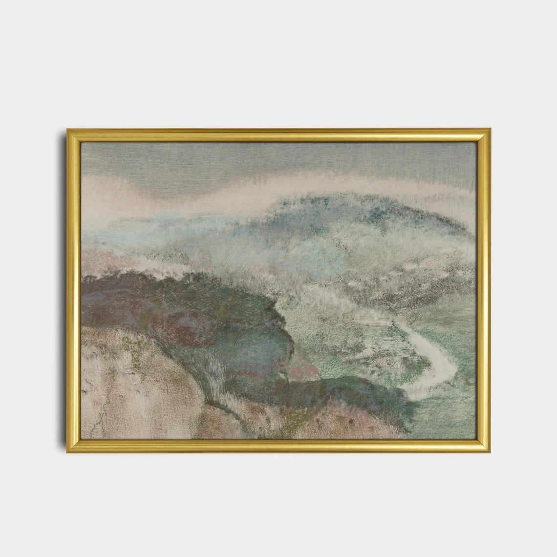 Soft Misty Abstract Landscape in Muted Sage and Grey Tones Poster - Image 2