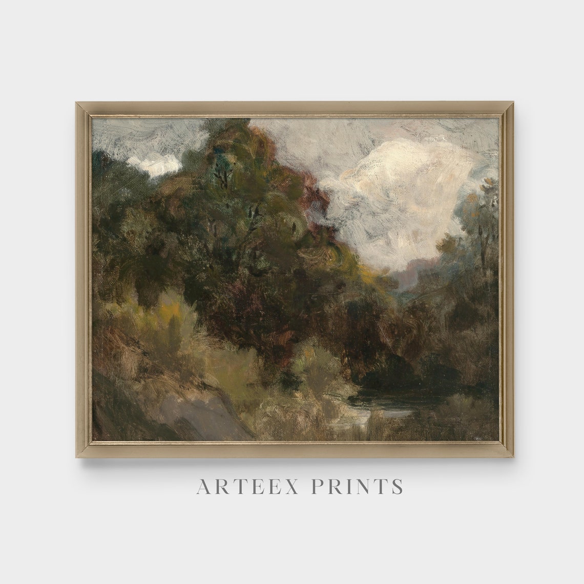 Dark Impressionistic Woodland Forest Oil Study Vintage Art Poster - Image 5