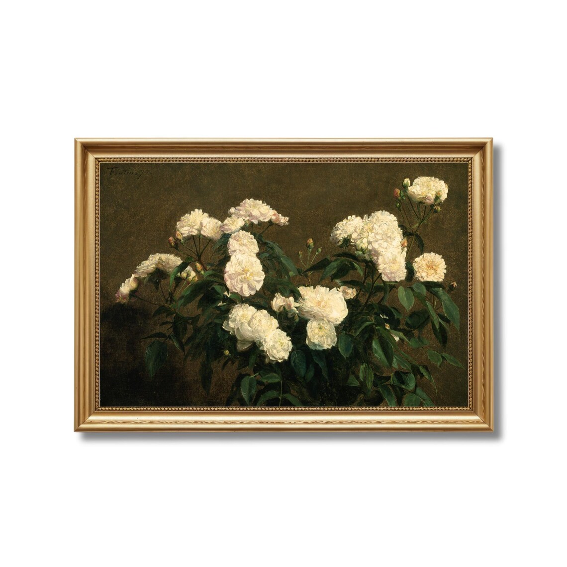 Fantin Latour White Roses Bouquet Classic French Floral Poster - Image 3