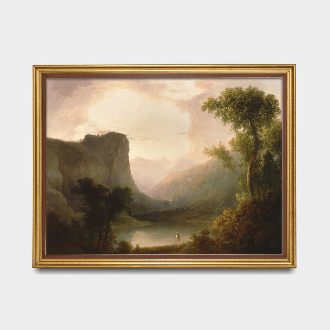 Glowing Mountain Lake at Dawn Between Towering Cliffs Poster - Image 5