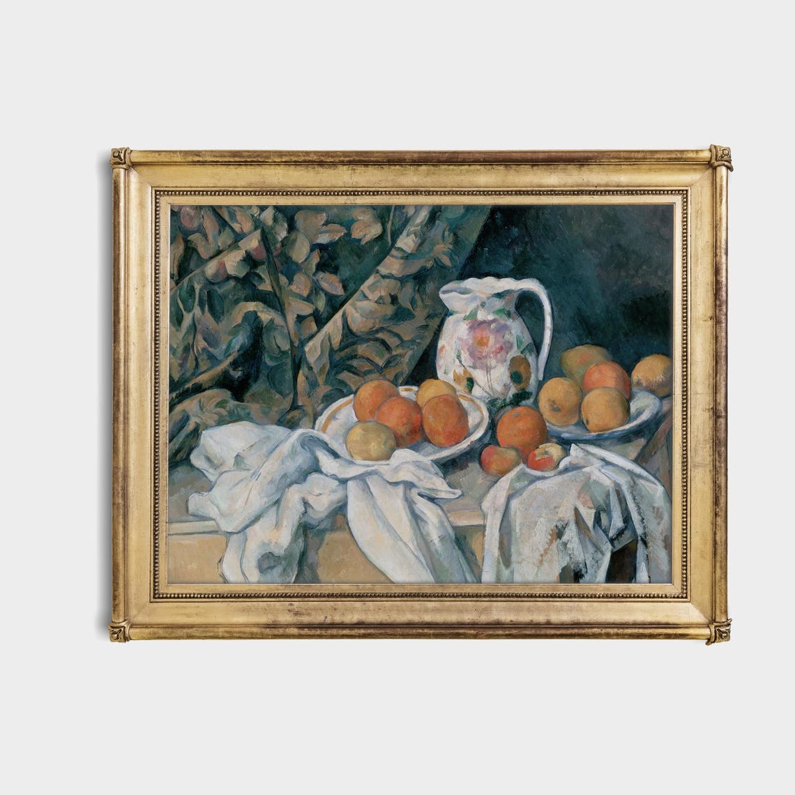 Still Life with Apples and a Floral Pitcher Vintage Art Poster - Image 4