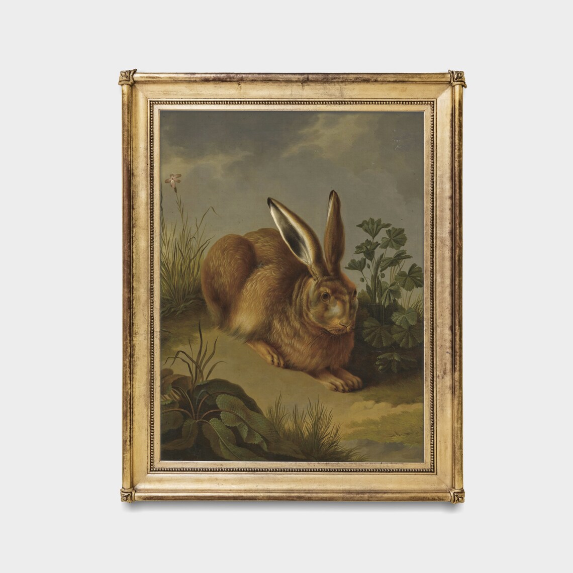 Alert Brown Hare Among Wild Plants Vintage Wildlife Art Poster - Image 2