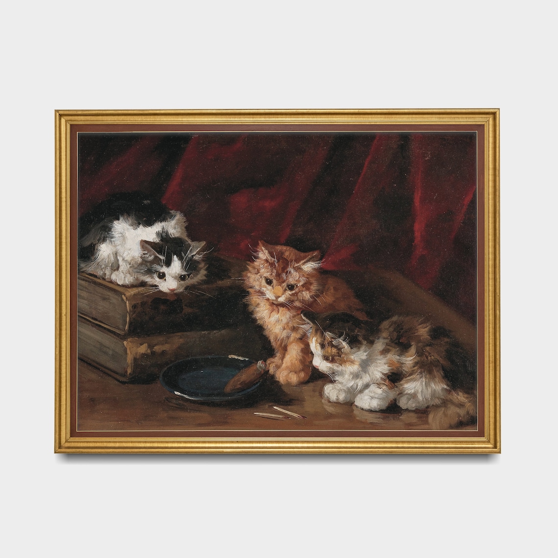 Vintage Cats and Kitten, Rustic Farmhouse Art Print - Image 3