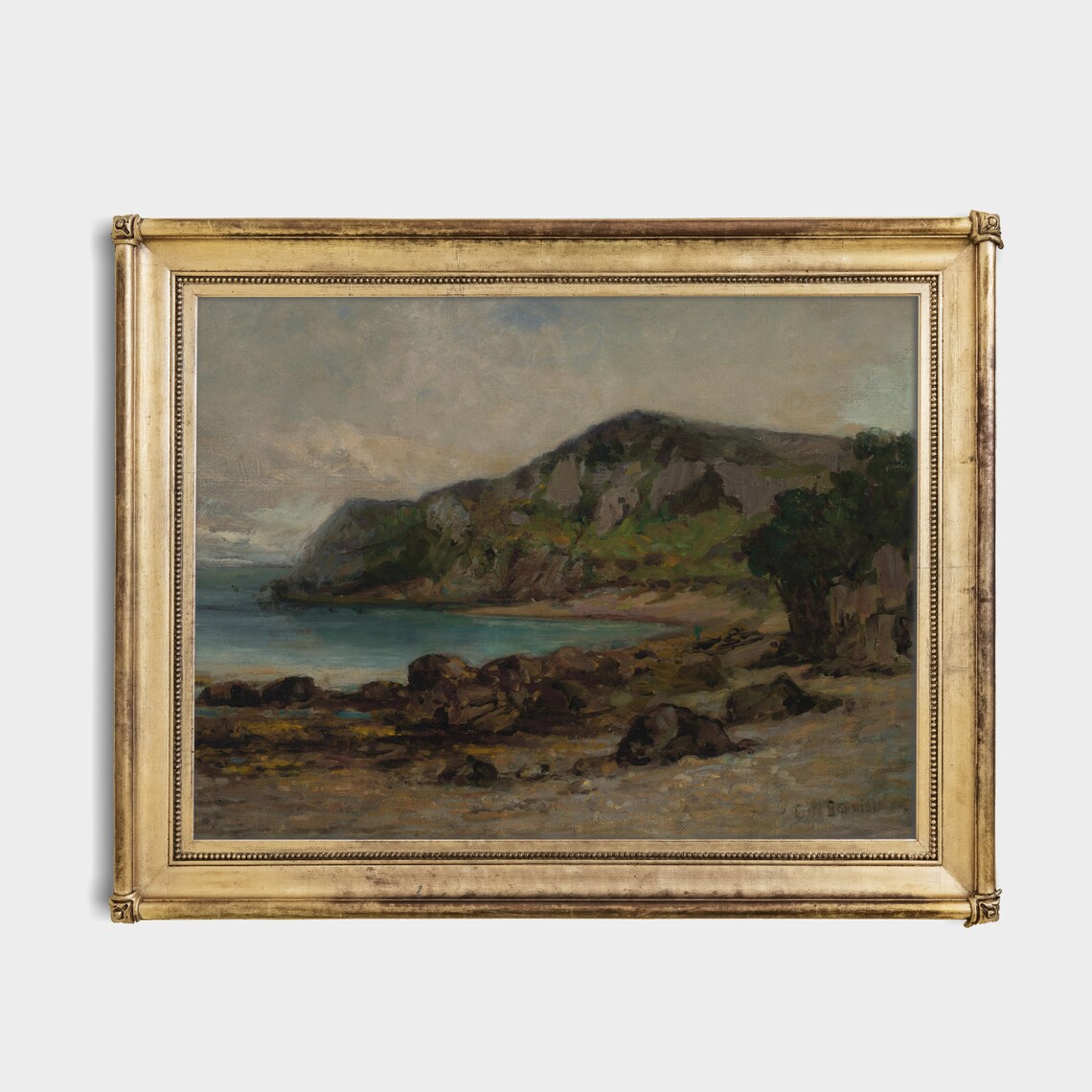 Rocky Cove and Headland Coastal Scene Vintage Seascape Oil Poster - Image 4