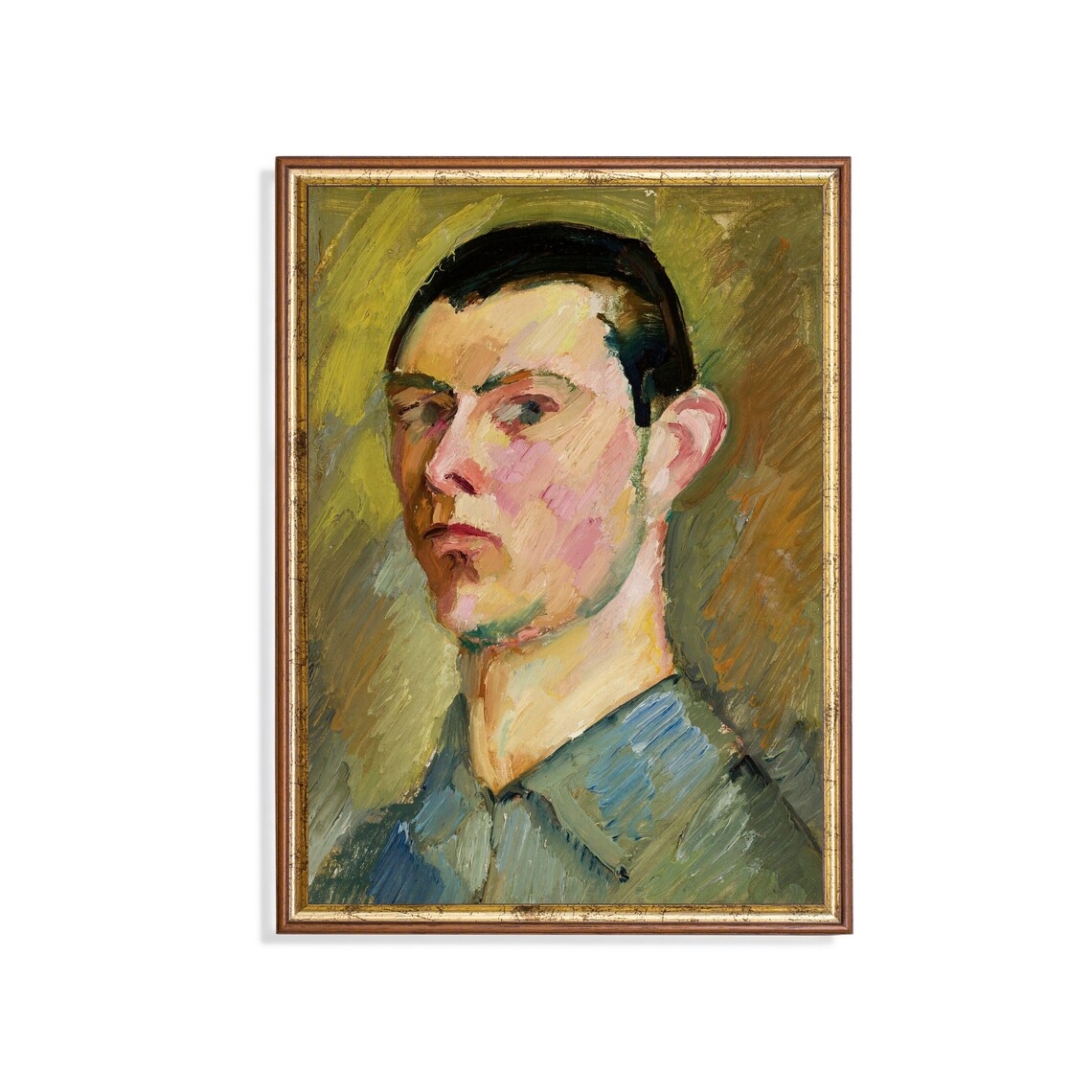 Fauvist Young Man Portrait In Bold Brushstrokes Vintage Art Poster
