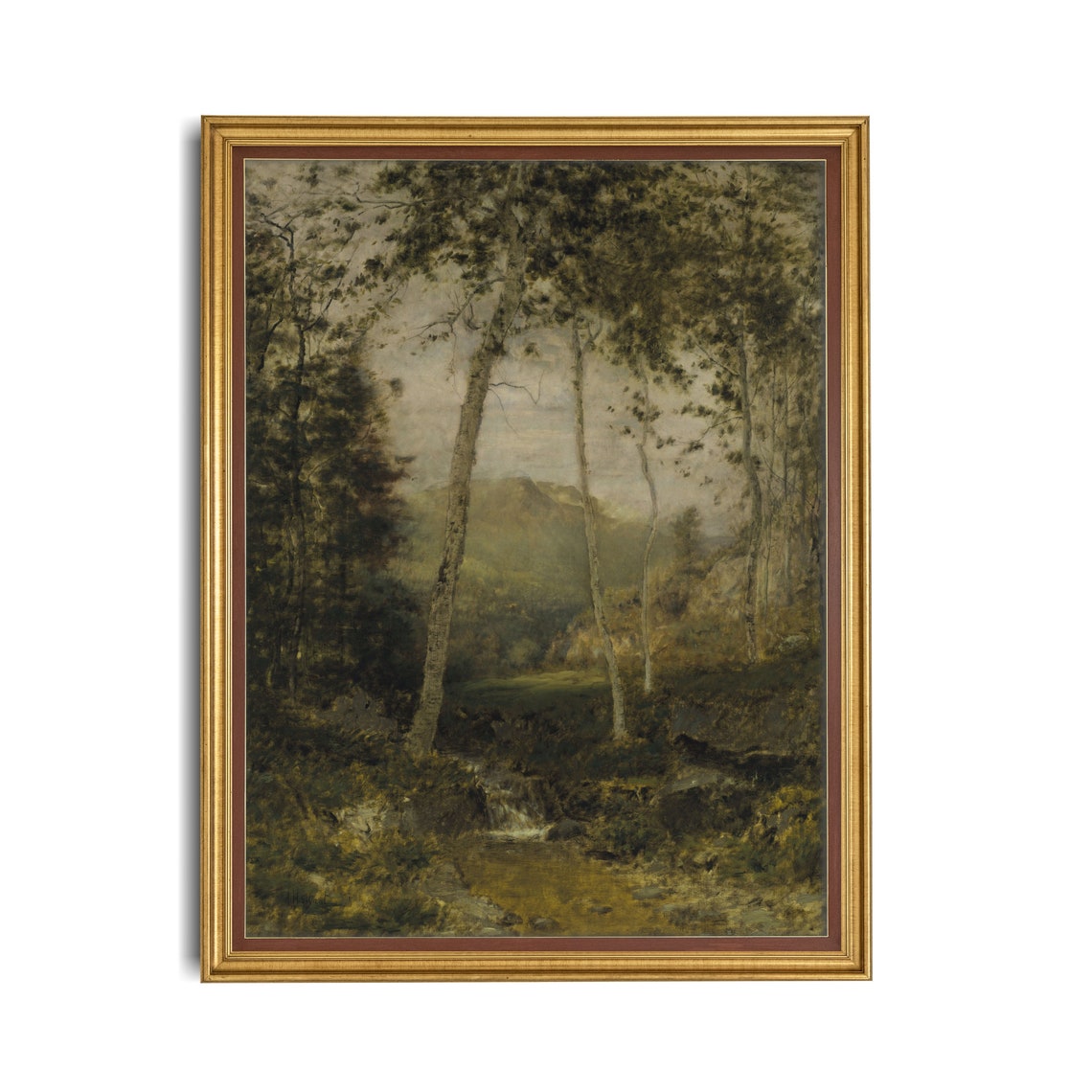 Mailed Print Vintage Landscape Tree Forest Painting Antique Art Print Vertical Wall Art Farmhouse Wall Decor Physical Prints - Image 2