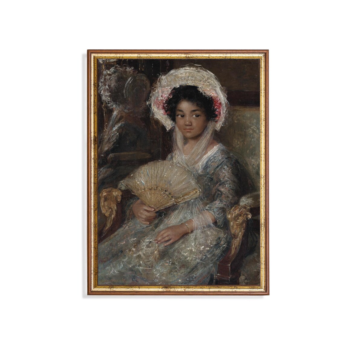 Vintage Young Girl With Lace Bonnet And Fan Romantic Portrait Poster - Image 5