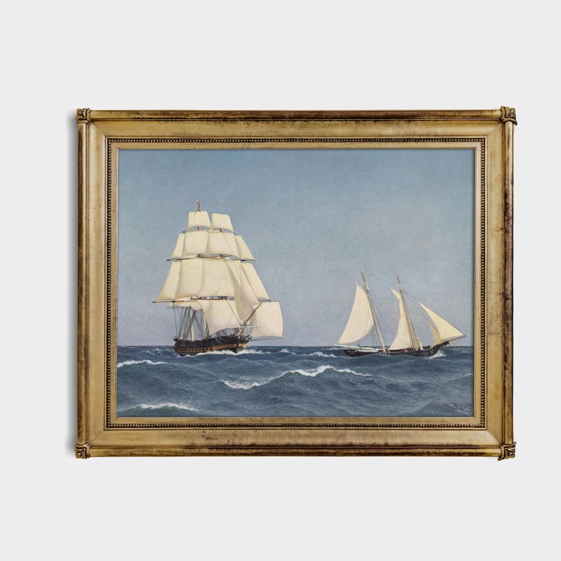 Tall Sailing Ships on the Open Sea Vintage Nautical Art Poster - Image 4