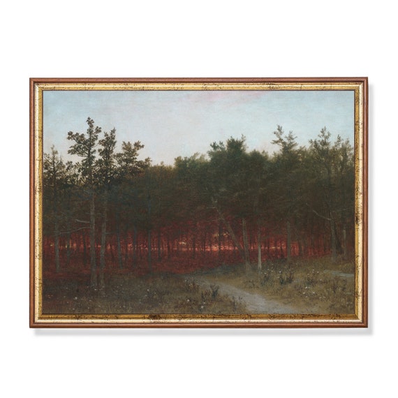 Mailed Print Vintage Landscape Painting Country Landscape Moody Rustic Antique Print Farmhouse Decor Printed And Shipped