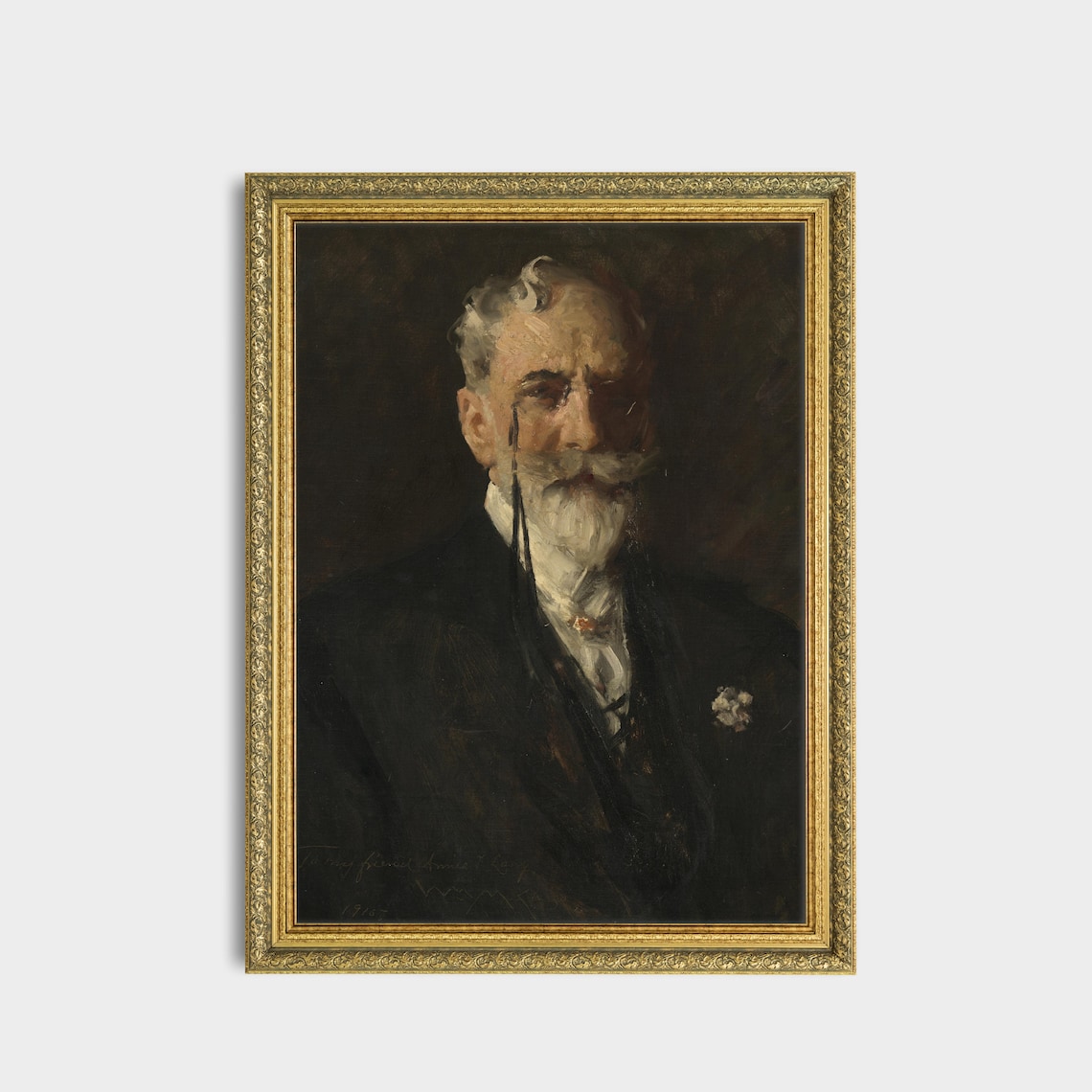 Vintage Gentleman Portrait, Rustic Oil Painting Print - Image 3