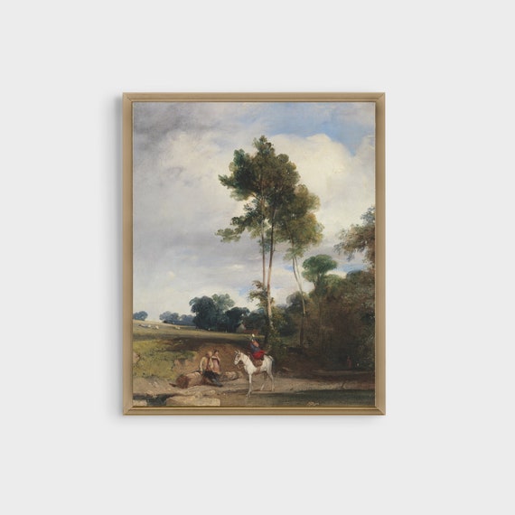 Vintage Forest Landscape Painting Rustic Antique Art Print Vertical Wall Art Instant Poster 18th Century Fine Art Print