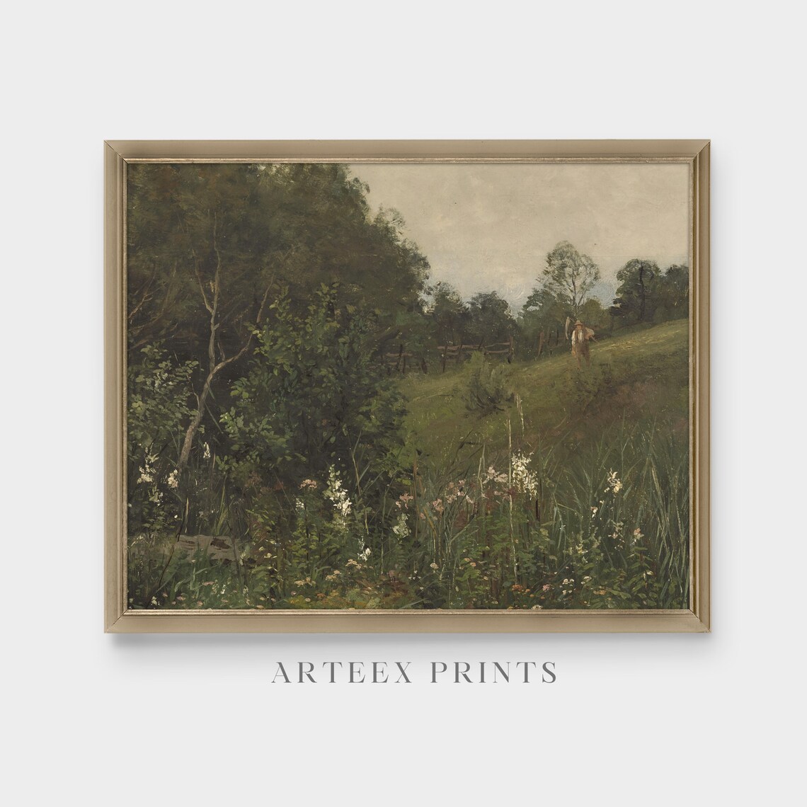 Wildflower Meadow at the Woodland Edge with Walker Vintage Oil Print - Image 5