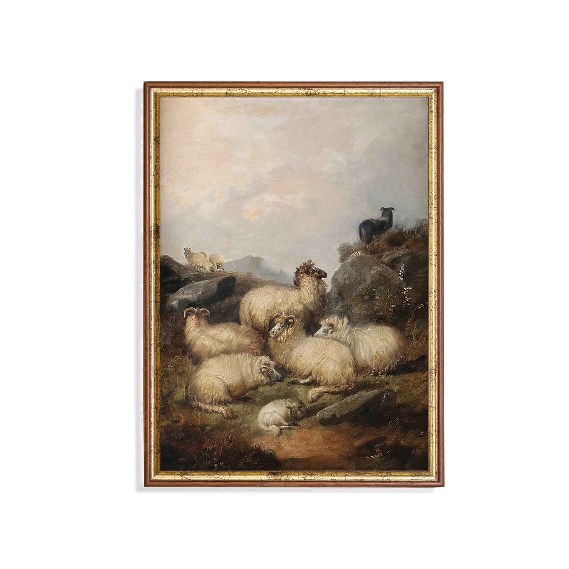 Vintage Sheep Painting, Rustic Farmhouse Art Print