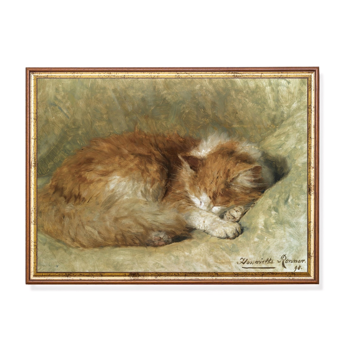 Sleeping Cat Vintage Animal Print, Farmhouse Art Print