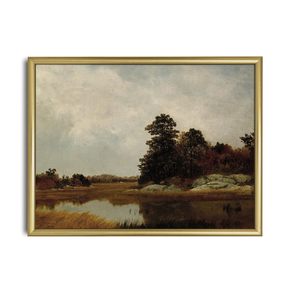 Autumn Wetland Pond With Golden Trees Vintage Landscape Poster - Image 3