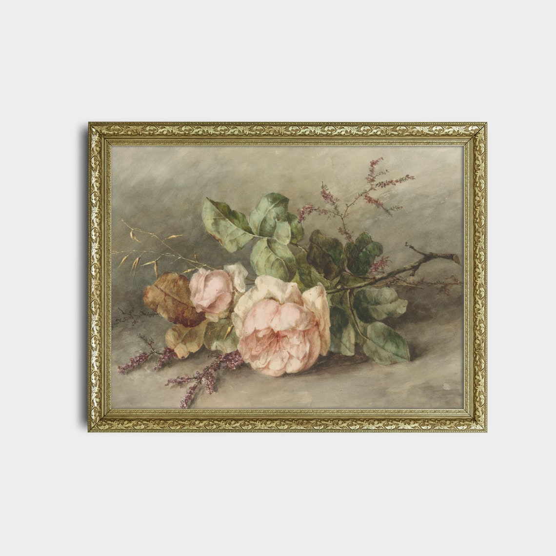 Pink Roses on a Table Signed Marguerite Rosenboom Floral Poster - Image 2