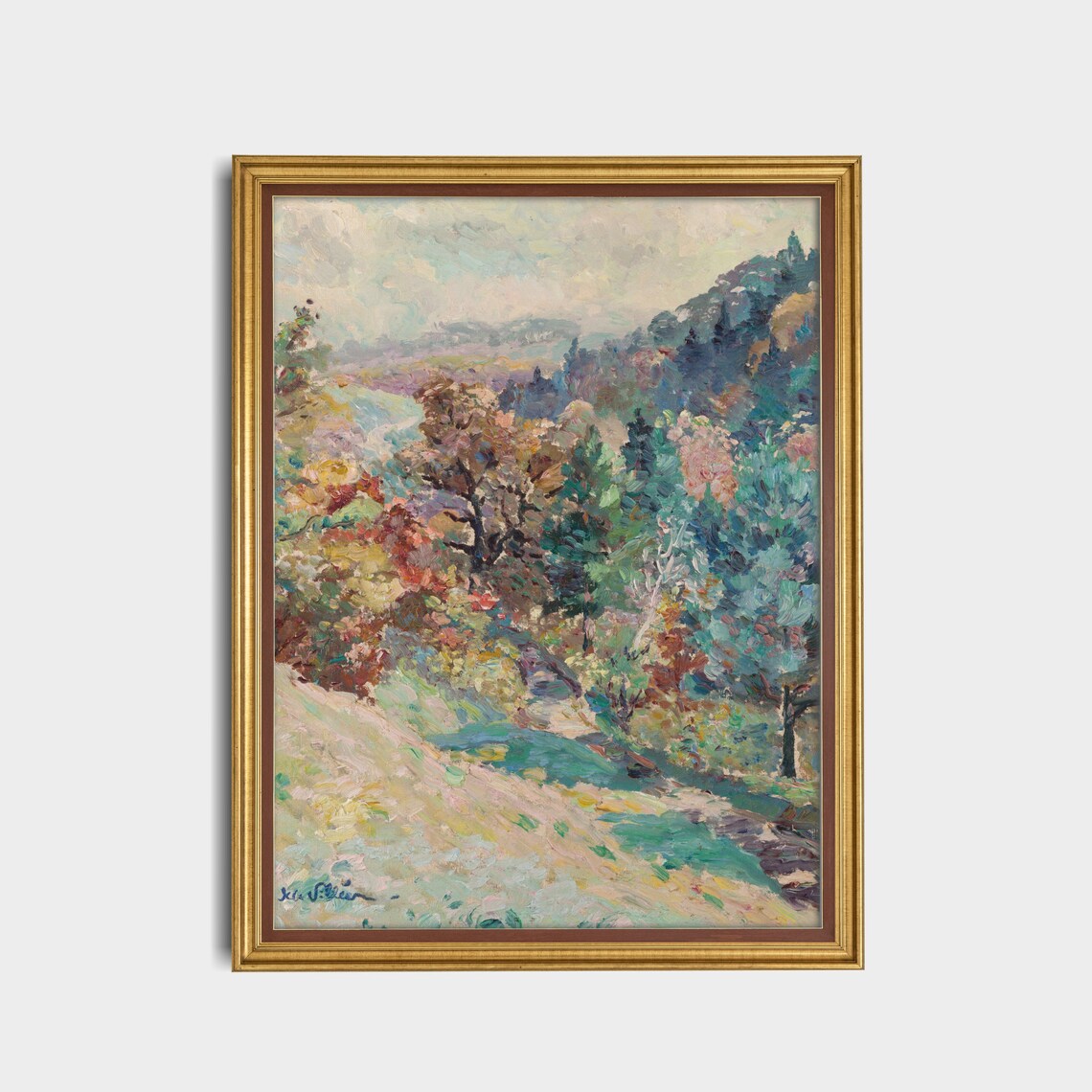 Autumn Woodland Valley In Vivid Color Impressionist Landscape Poster - Image 5