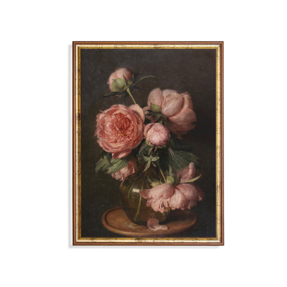 Vintage Still Life With Flowers, Rustic Farmhouse Print