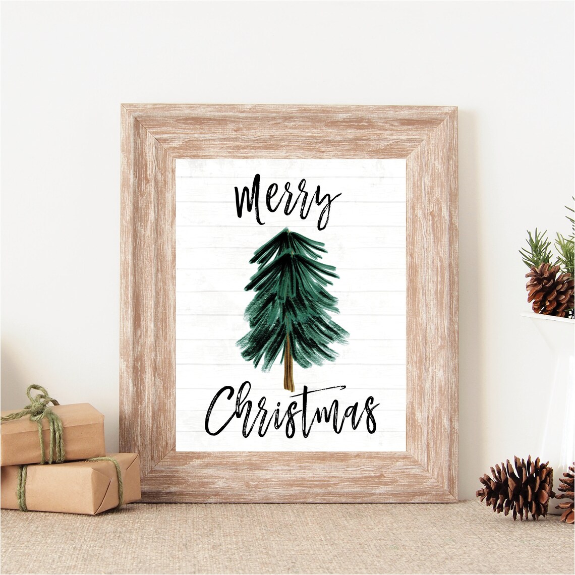 Rustic Christmas Decor Merry Prints Art Print