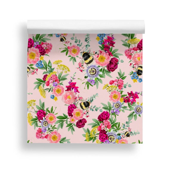 Mixed Bees, Slightly Pink Wallpaper