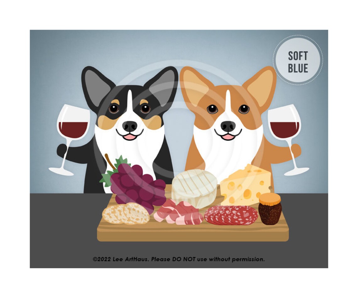 469dp Charcuterie Art Two Corgis Eating Charcuterie Board Wall Art Corgi Art Corgi Gifts Charcuterie Decor Dog Portraits Dog Art - Image 3