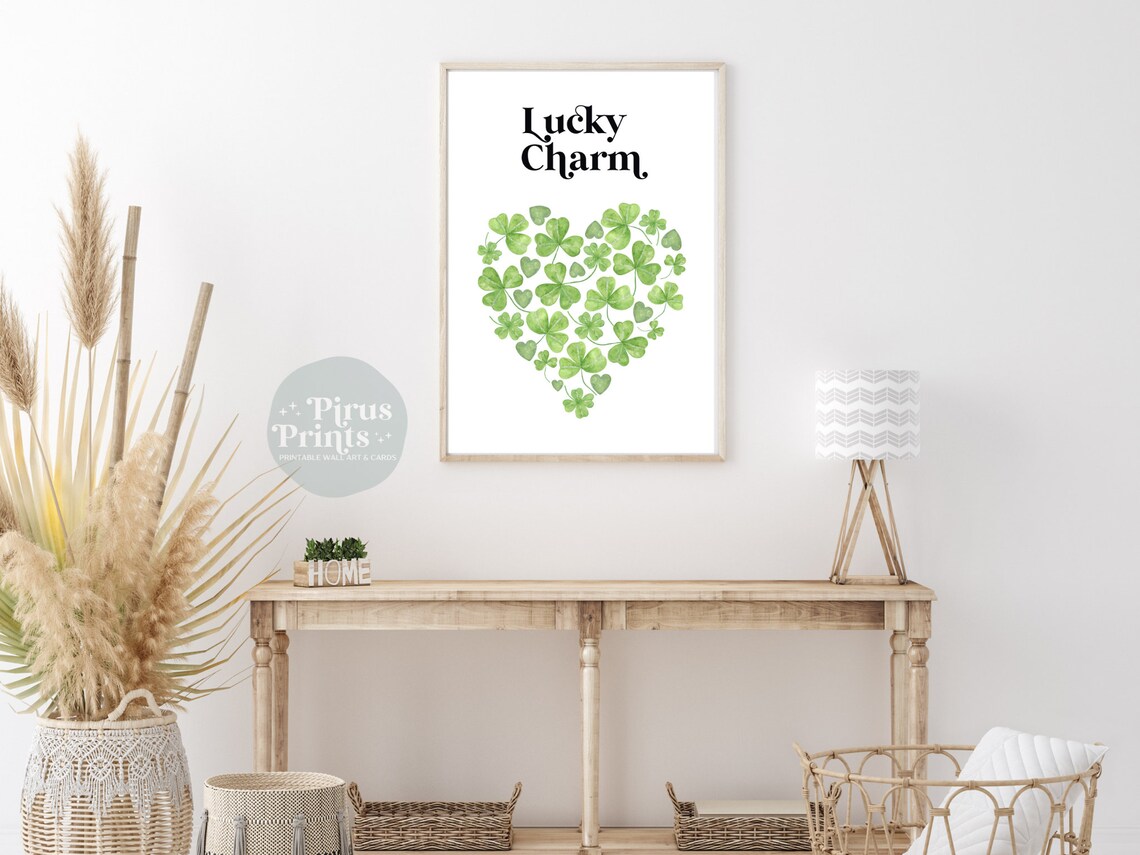 Lucky Charm Shamrock Heart, St Patricks Art Print - Image 3