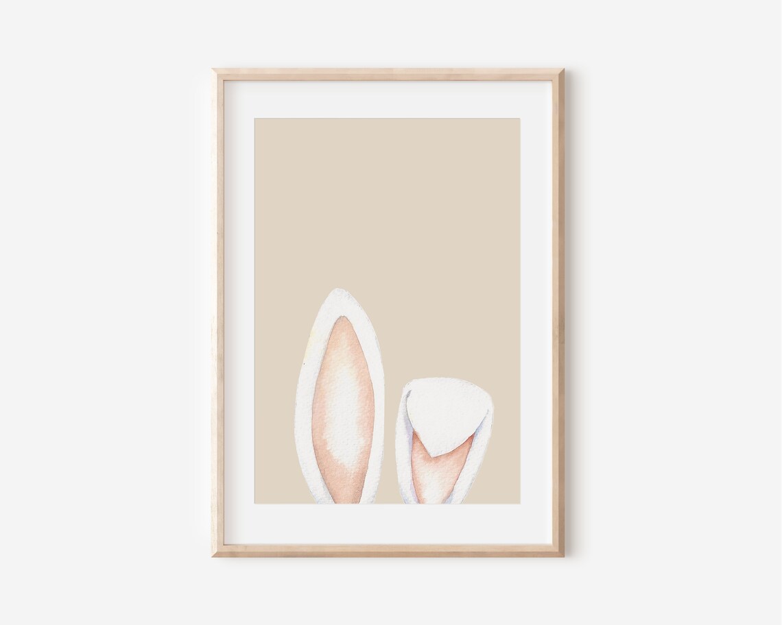 Bunny Ears Watercolor Easter Decor Wall Art Print - Image 5