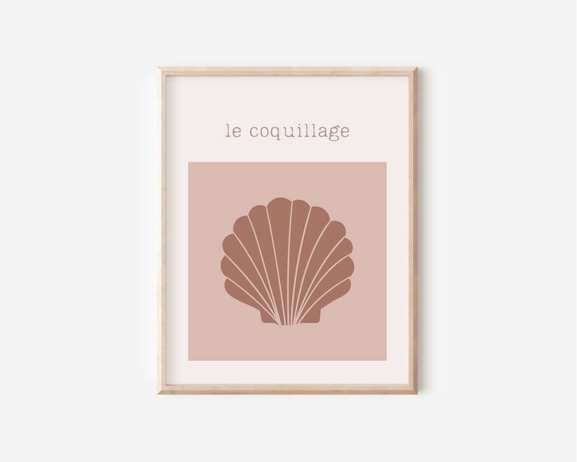 Le Coquillage Scallop Shell Minimal Blush Pink Coastal Boho Wall Art - Image 3