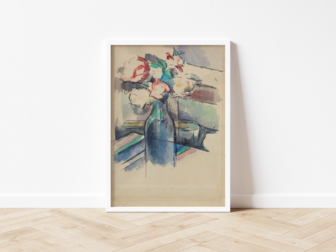 Vintage Roses in a Bottle, Cezanne-Inspired Poster - Image 4