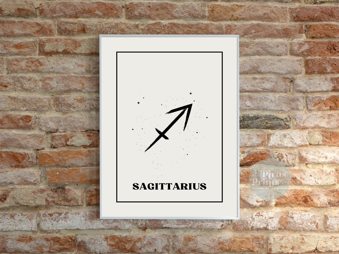 Sagittarius Zodiac Print Astrology Wall Art Minimal Black White Zodiac Print Gift For Sagittarius Instant - Image 4