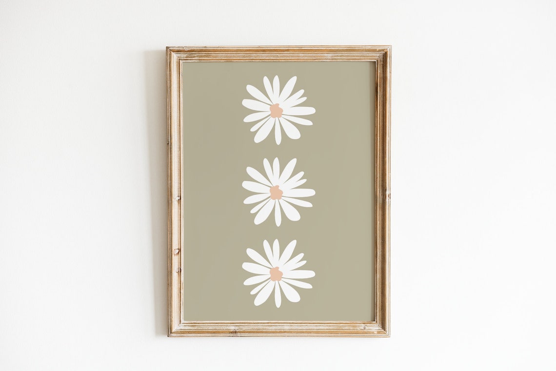 Daisies Print, Retro Boho Floral Poster - Image 2