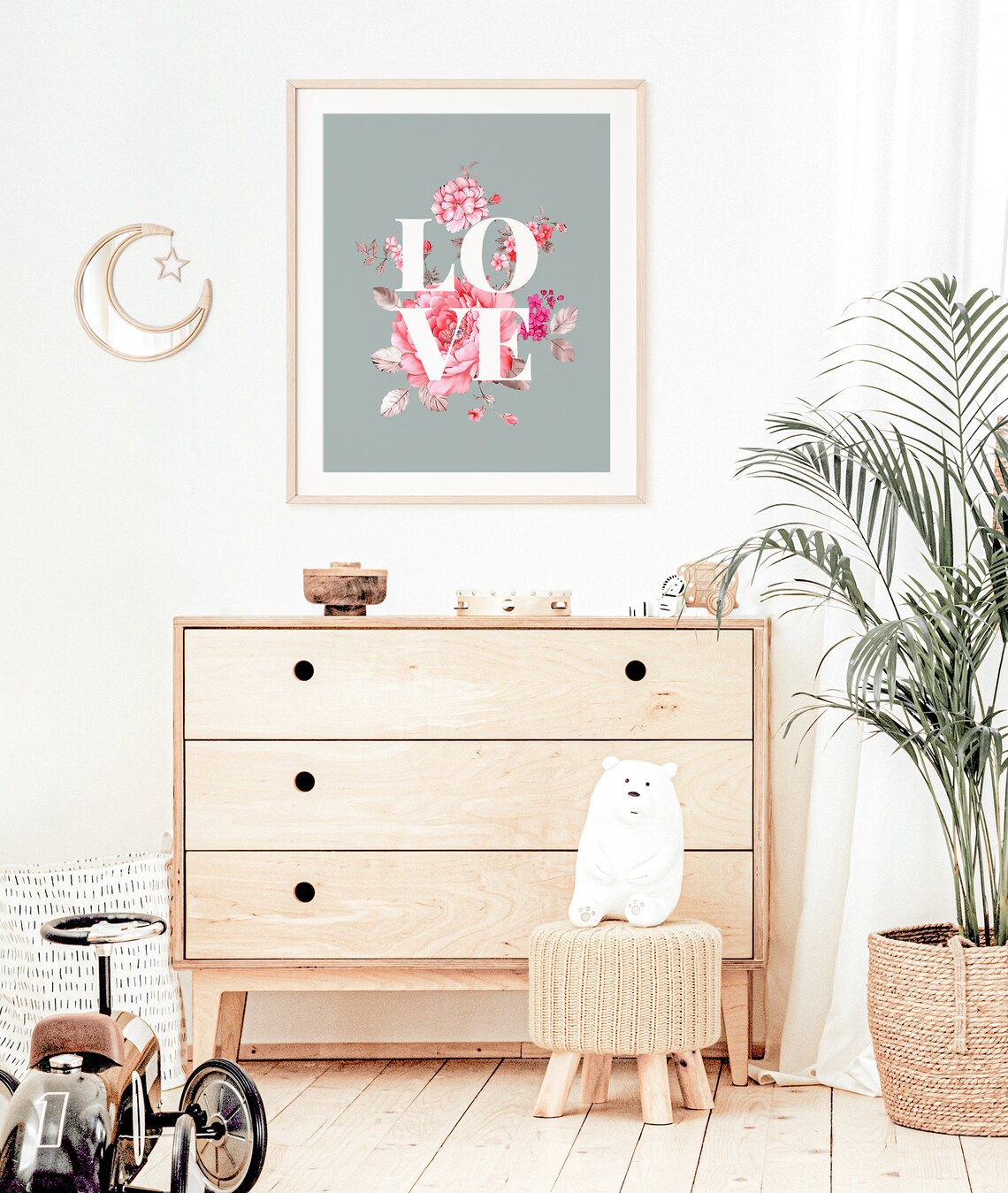 Valentines Day Floral Love Art Print, Nursery Decor