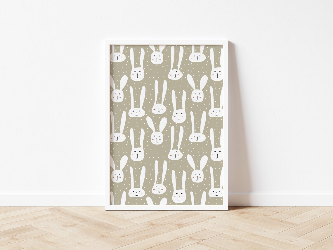 White Rabbit Easter Art Print, Modern Spring Decor - Image 2