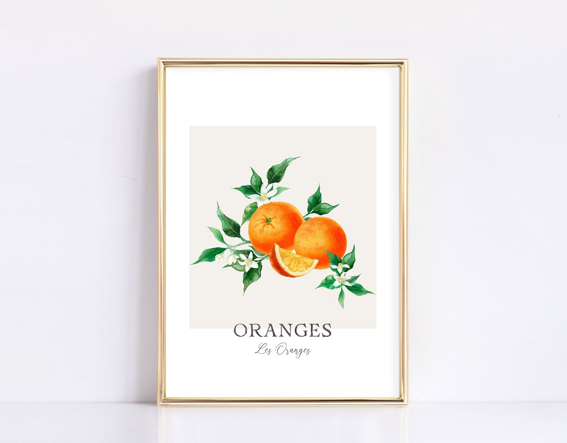 Oranges Citrus Watercolor Art Print, Kitchen Decor - Image 2