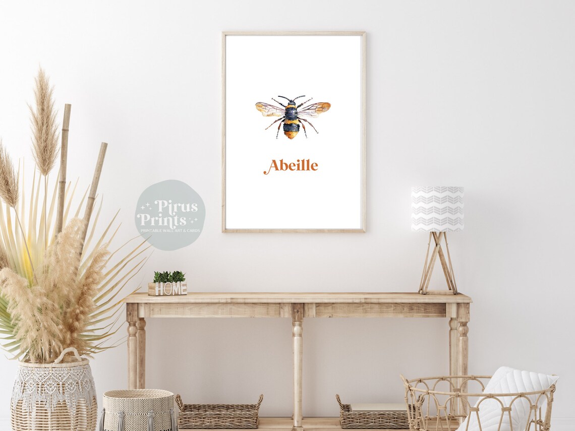 Watercolor Bee Art Print, Minimal Spring Decor - Image 5