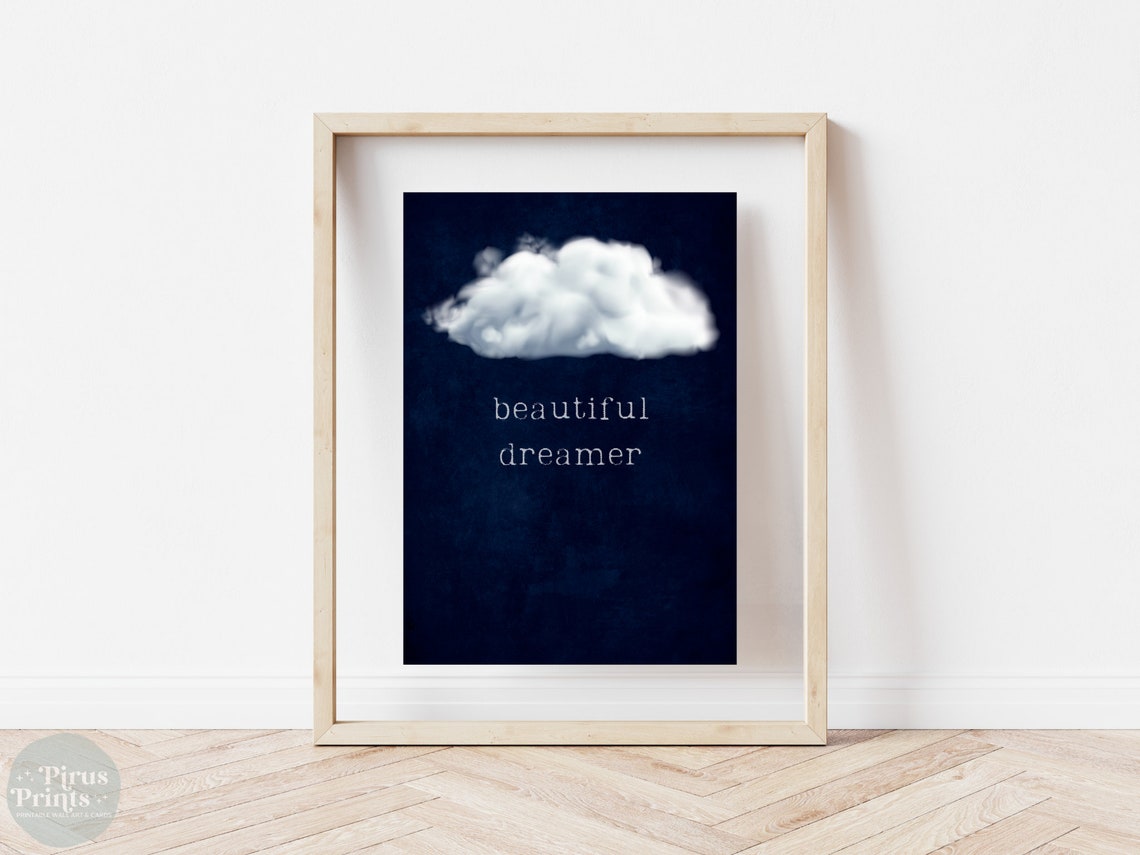 Blue Cloud Wall Art Abstract Cloud Print Beautiful Dreamer Poster Maximalist Decor Night Sky Wall Art - Image 4