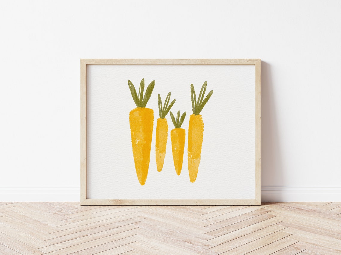 Watercolor Carrots Print Spring Vegetable Botanical Easter Kitchen Art - Image 5