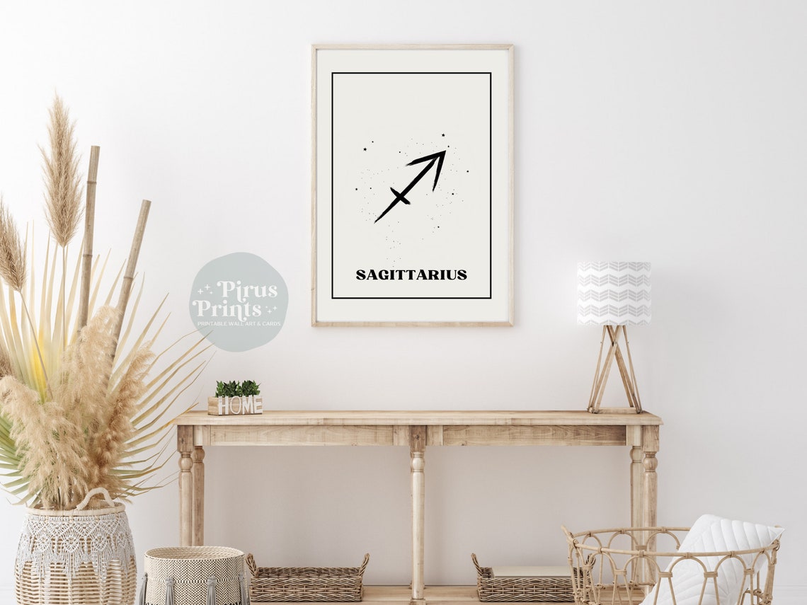 Sagittarius Zodiac Print Astrology Wall Art Minimal Black White Zodiac Print Gift For Sagittarius Instant - Image 5