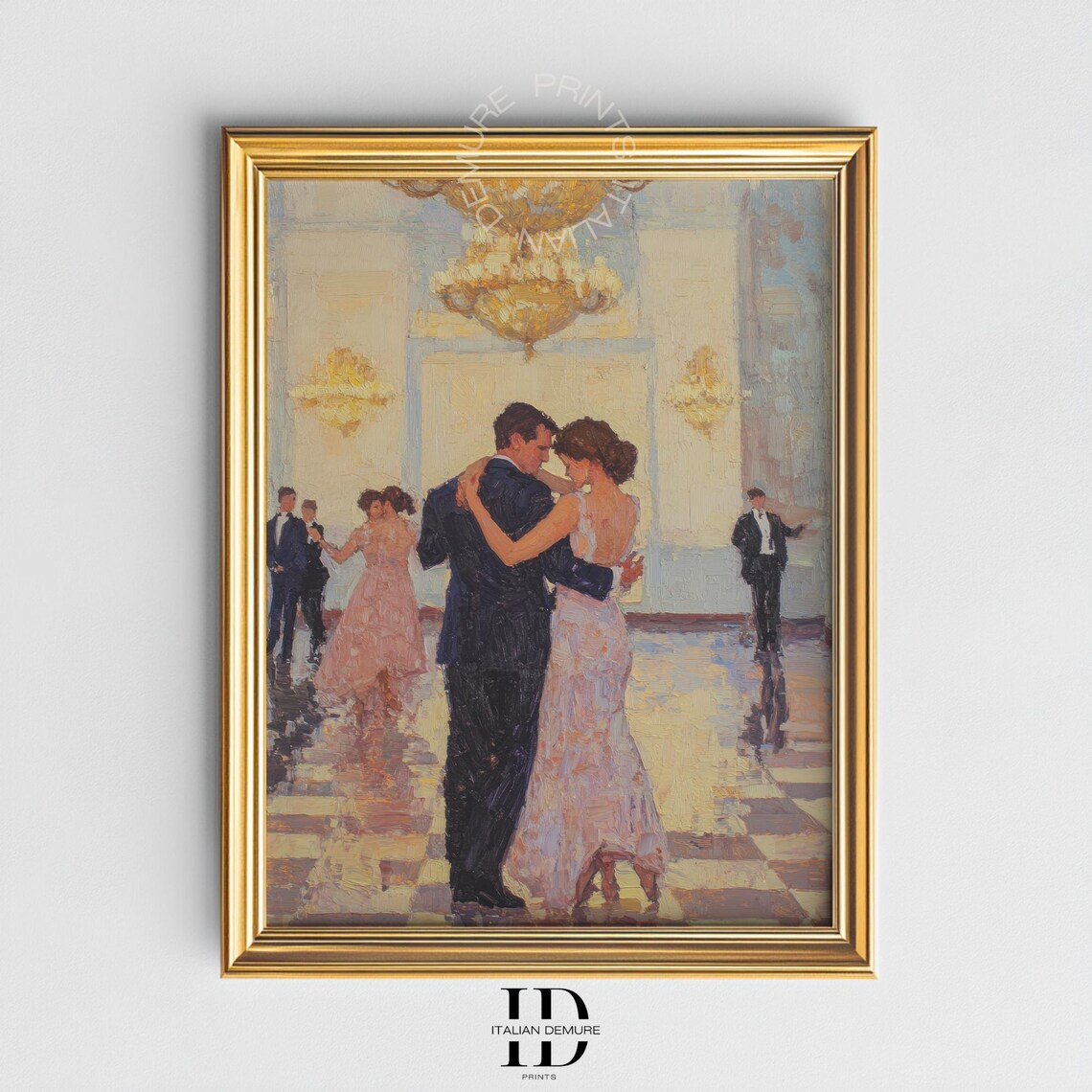 Elegant Ballroom Dance Couple Impressionist Oil Painting Art Print