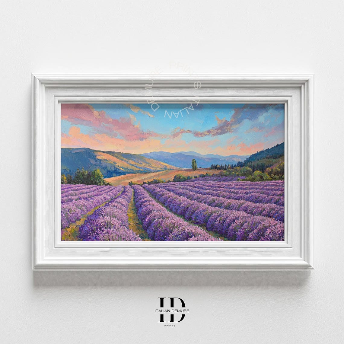 Lavender Field Sunset Provence Rolling Hills Purple Landscape Poster