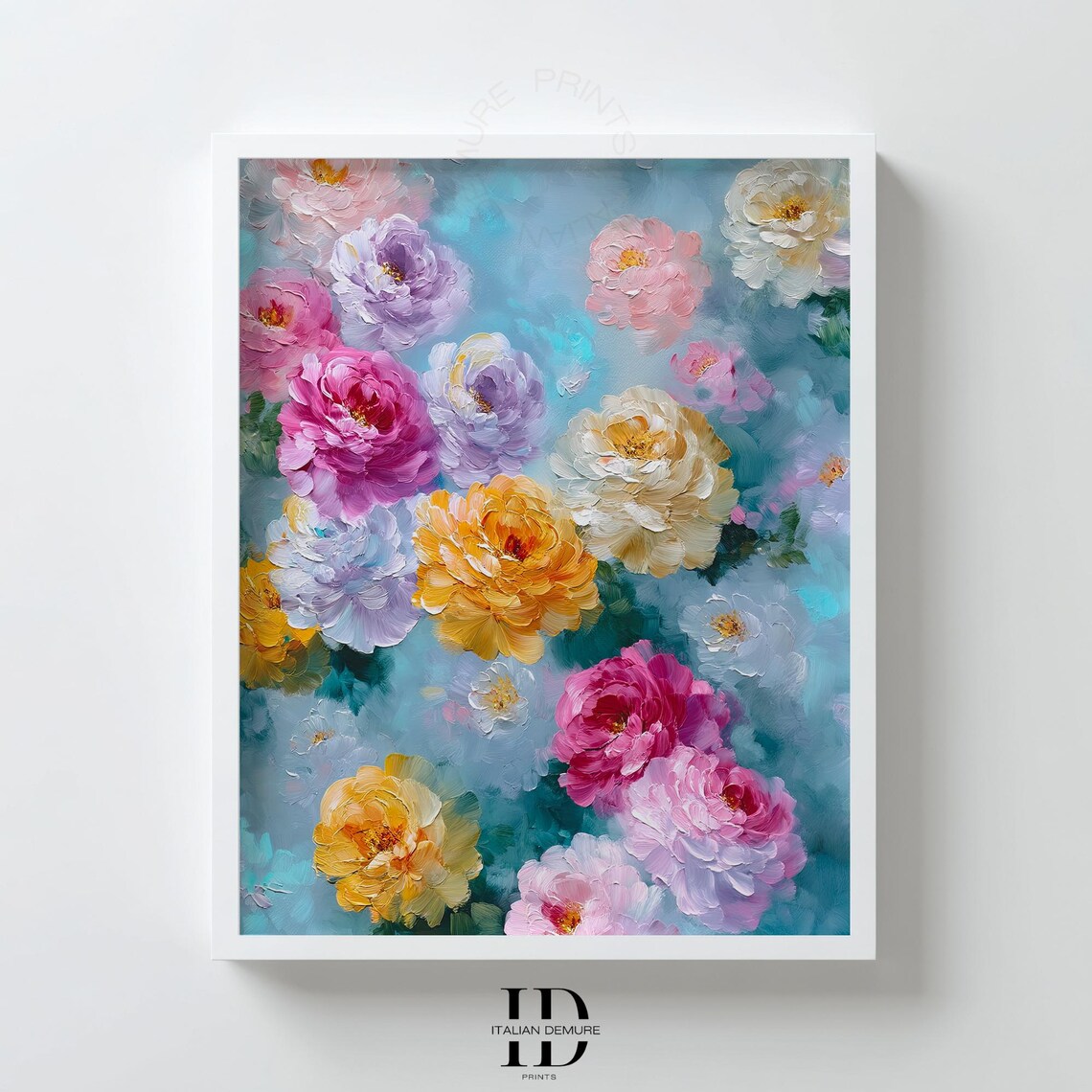 Colorful Peony Bouquet Impressionist Floral Oil Painting Poster