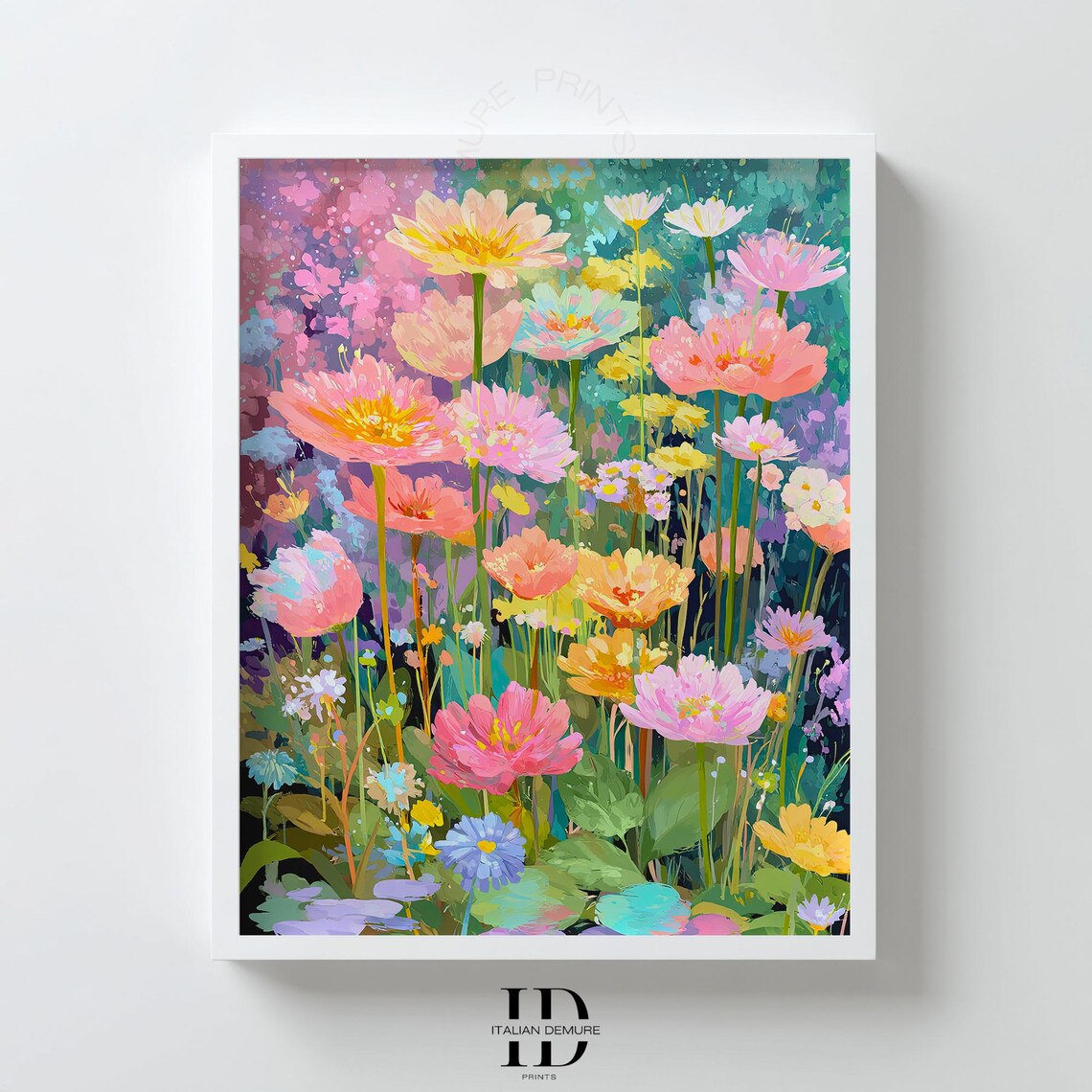 Colorful Zinnia Wildflowers Bright Summer Garden Bloom Art Poster