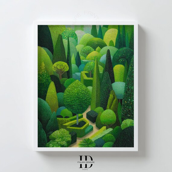 Lush Green Botanical Garden Topiary Trees Landscape Decor Poster