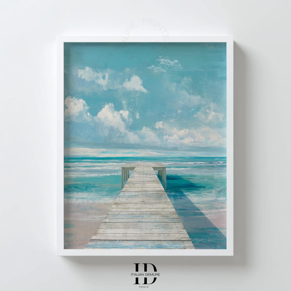 Turquoise Pier Wooden Boardwalk Ocean Horizon Coastal Dream Poster
